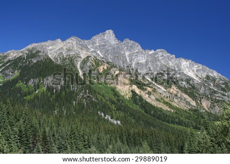 Beautiful mountain landscape in British Columbia. Glacier National Park of Canada. Selkirk Mountains.