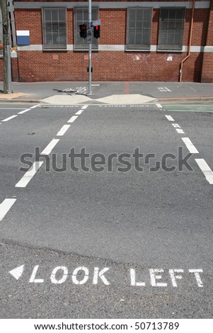 Look Left - street sign in Brisbane, Australia