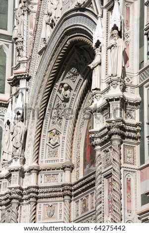 Florence cathedral facade. Architecture in Italy. UNESCO World Heritage Site.