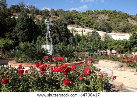 Malaga in Andalusia region of Spain. Rose garden.