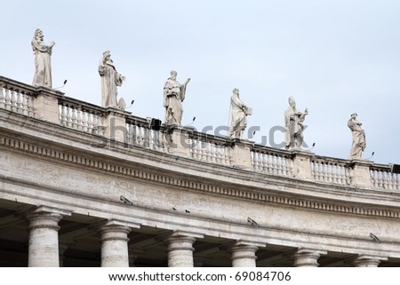 Vatican - Saint statues in the colonnade of famous Saint Peter\'s Square