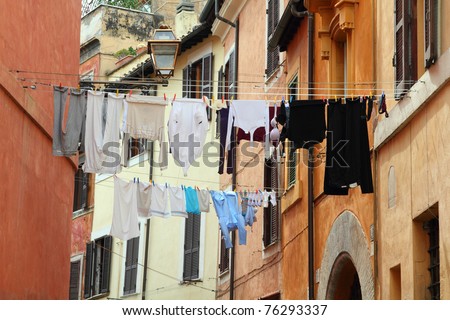 Laundry in Trastevere district of Rome, Italy