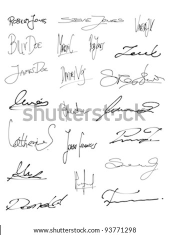Signature Set - Collection Of Fictitious Contract Signatures. Business ...