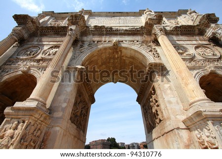 Italy - Rome. Famous triumphal arch - Arch of Constantine.