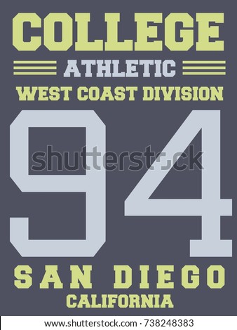 College sports team jersey design - athletic t-shirt. San Francisco, California.