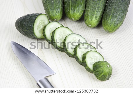 Cucumbers cut, detail of cut vegetables, health food, healthy living