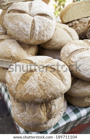 Artisan bread in a market, a product detail of daily food, food healthy lifestyle