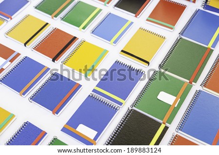Notebooks color, detail about paper books, notes and paper