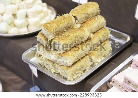 Typical Turkish pastries, detail of a traditional dessert, healthy lifestyle food, Turkish food
