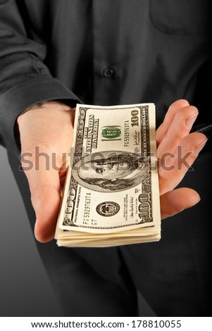 man holding money in hands dollar usa