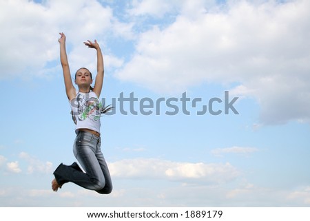 background of jumping girl on the sky Stok fotoğraf © 