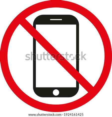 Telephone warning stop sign icon. Phone turn off. Vector Illustration