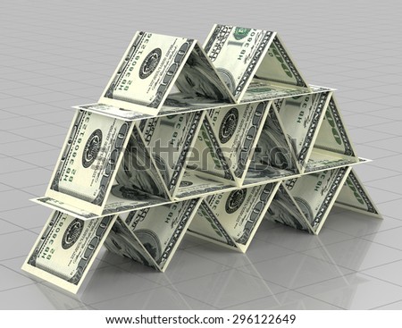 Big money stack from dollars usa. Finance pyramid