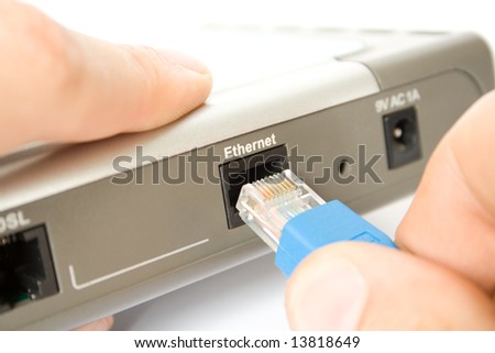 Connection of a cable to the adsl modem