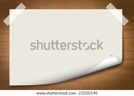 paper background on the wood with page curl