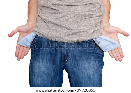 businessman bankrupt. hands with two empty pockets