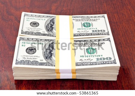 finances concept. big stack of money over table