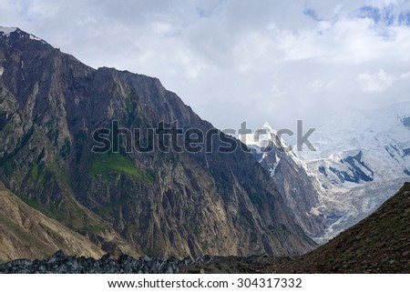 Scenic landscape - Path through the snow capped mountains - Golden Peak