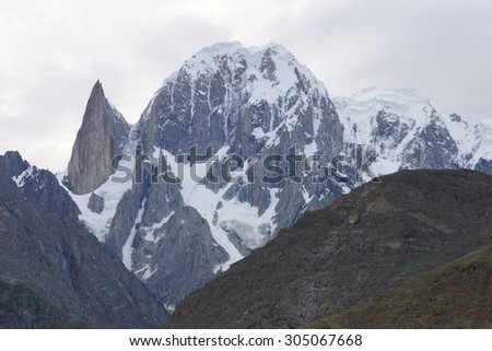Scenic landscape - Path through the snow capped mountains