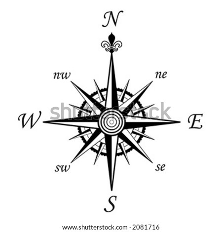 Compass wind rose - 8 directions - vector
