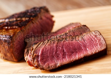 Beef tenderloin sliced