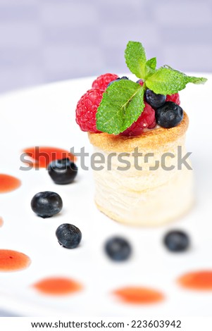 Fruit Tart with Fresh Cream in Puff Pastry