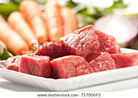 Raw Ingredients For A Traditional Beef Stew Recipe