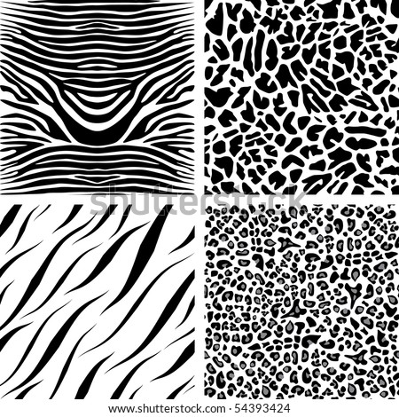Seamless Patterns Of African Animals (Zebra, Giraffe, Tiger, Leopard ...