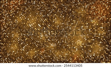 Gold Wavy Mosaic Glitter Background with Shine Vector Background 