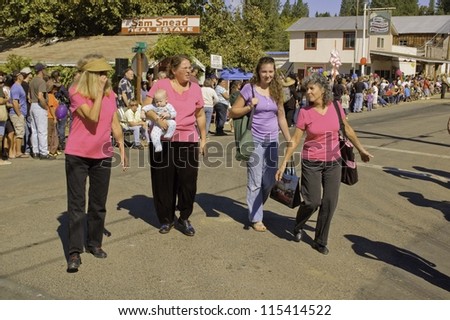 WEST POINT, CA - OCTOBER 6: Unidentified people celebrating the 38th  Lumberjack day  parade, on October 6, 2012 in West Point.