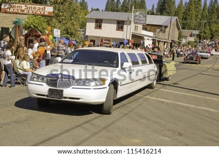 WEST POINT, CA - OCTOBER 6: Unidentified people celebrating the 38th  Lumberjack day  parade, on October 6, 2012 in West Point.