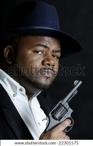 Young African American With Gangster With A Gun Stock Photo 22301575 ...