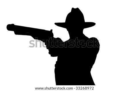 Silhouette Of Man With A Gun Isolated On A White Background Stock Photo ...