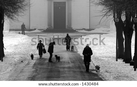 walking the dog in winter