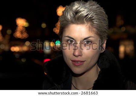 nightlife : woman outdoor in a  city  on shopping tour