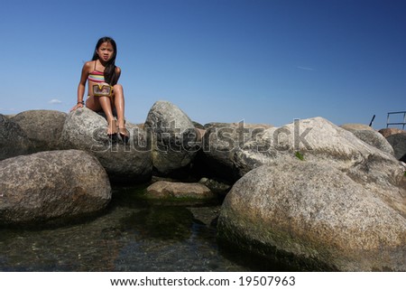 Portrait of Chinese girl shot at the beach in summer