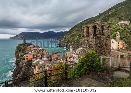 Vernazza fishermen village in Cinque Terre, unesco world heritage in Italy