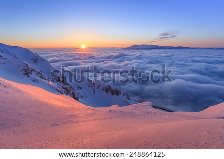 Sunrise in The Piatra Craiului Mountains, Romania