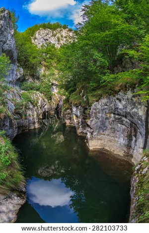 Corcoaia Gorge protected area in Baile Herculane, Romania