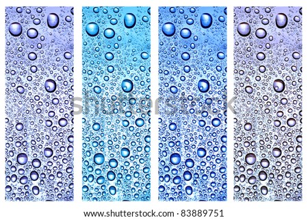 vertical banner set of water drops-blue tones