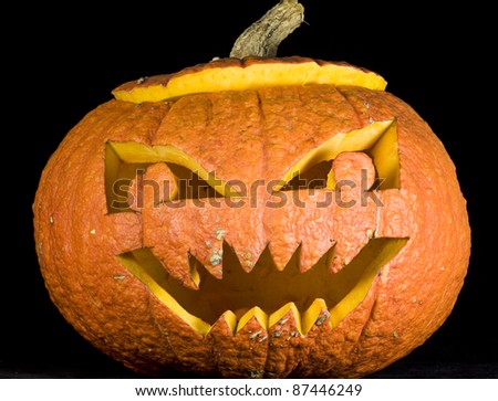 Jack-o-lantern isolated on a black background.Halloween pumpkin.