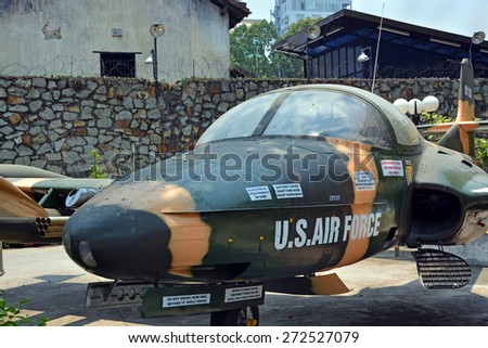 Ho Chi Minh City, Vietnam - April 10, 2015: American Cessna Jet Fighter Plane on display at War Remnants Museum.