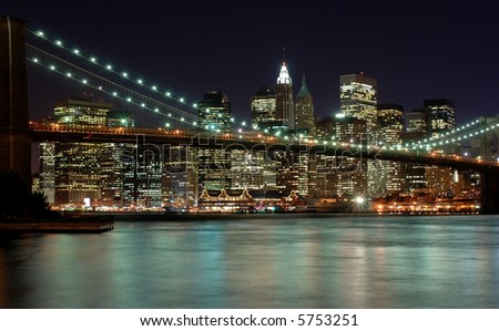 New York City Skyline with Brooklyn Bridge in the Foreground