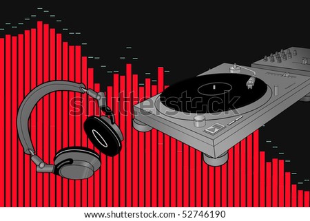 Line Made Dj Set Over Red Music Bars Stock Photo 52746190 : Shutterstock
