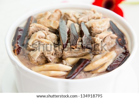 Chinese food, Chinese herbal medicine stewed pork ribs