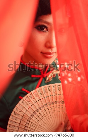 Woman wearing a cheongsam,Chinese classical costumes