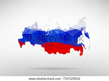 Original Russian map vector illustration with abstract flag background