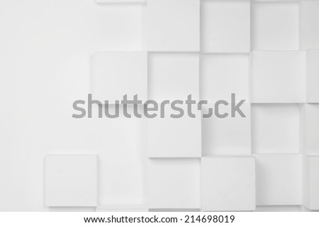 abstract white modern architecture background with white cubes on the wall