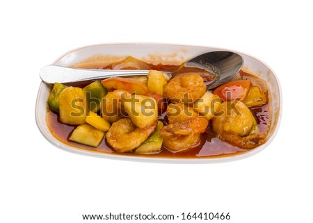 Shrimps with pinneaple in sauce