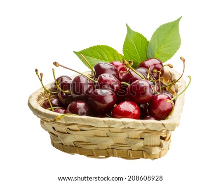 Gean - sweet cherry berries isolated on white - stock photo